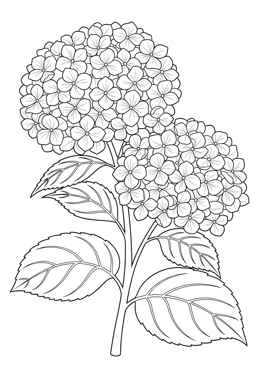 ortensia da colorare pdf