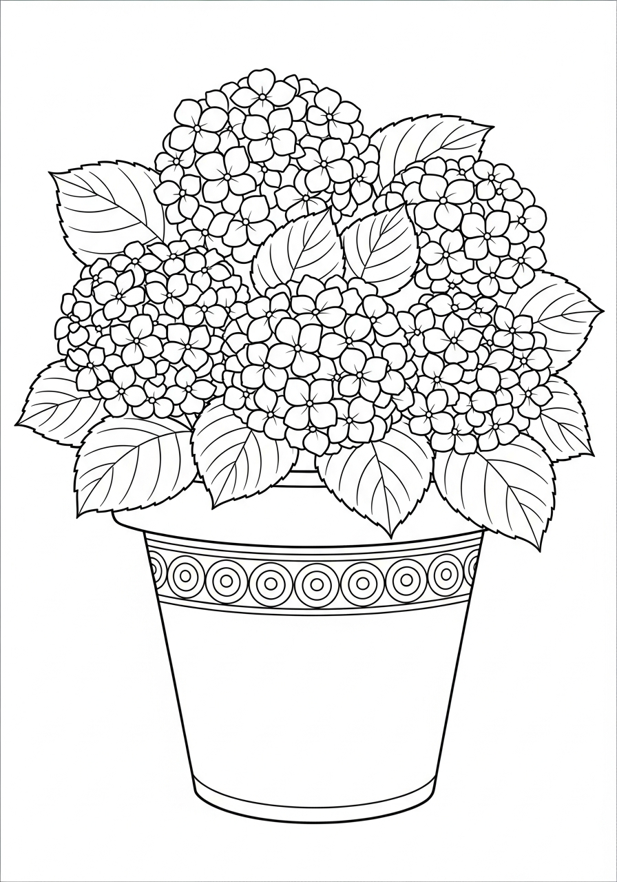da colorare ortensia disegno facile bambini 1