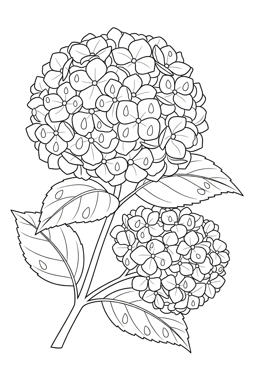 immagini di ortensia da stampare e colorare 1