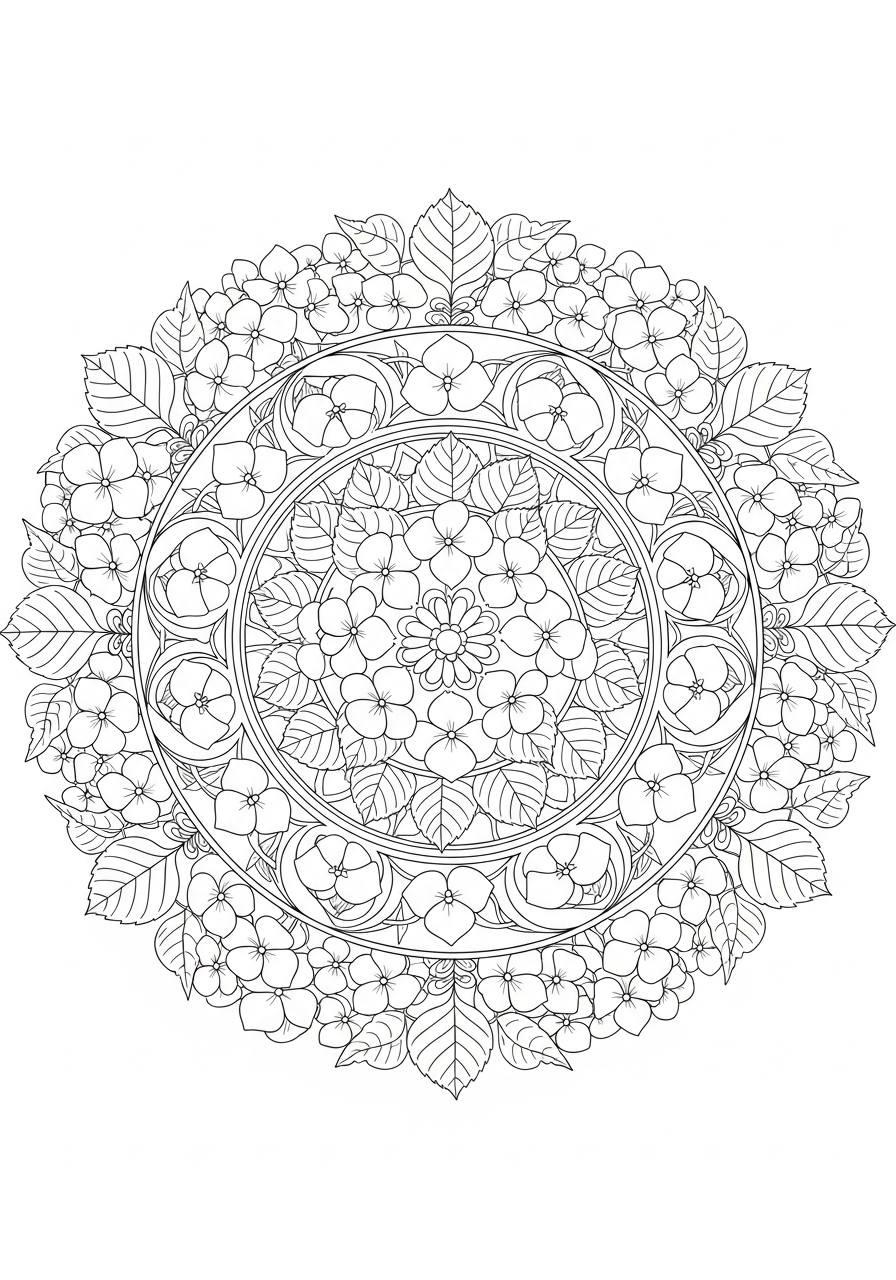 ortensia disegno da colorare facile