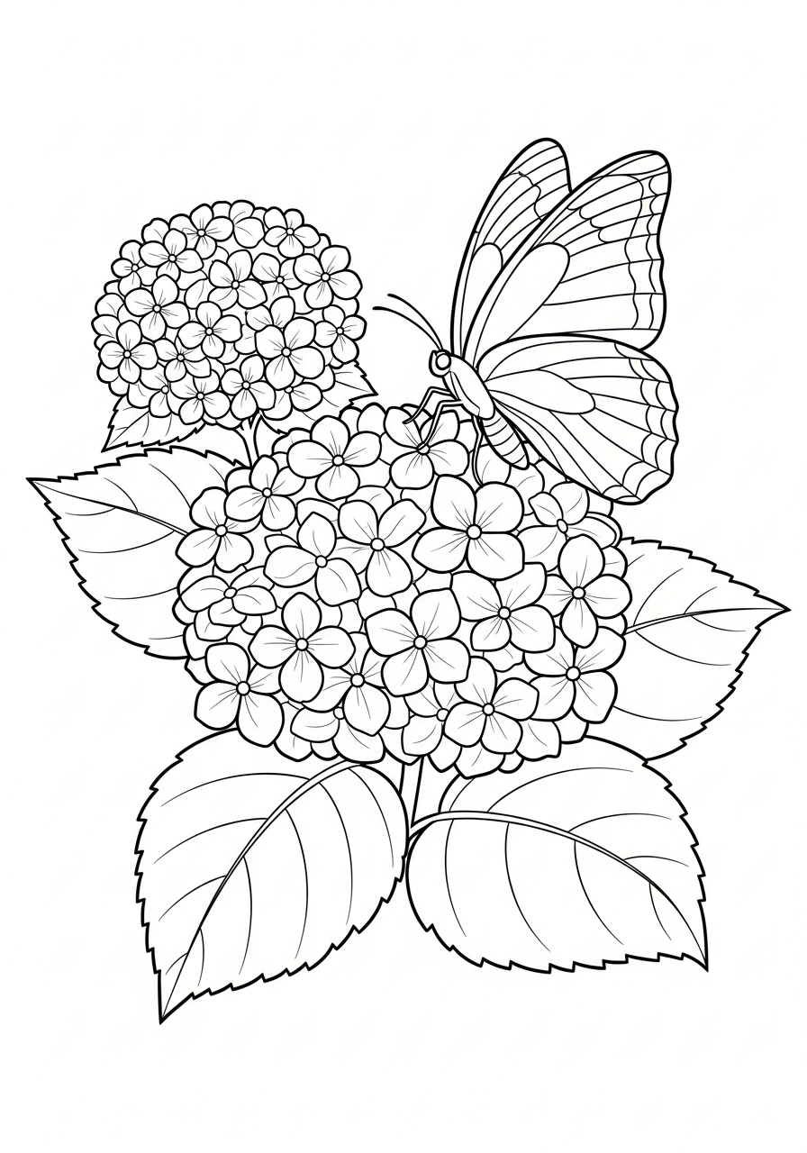 disegni ortensia da colorare gratis