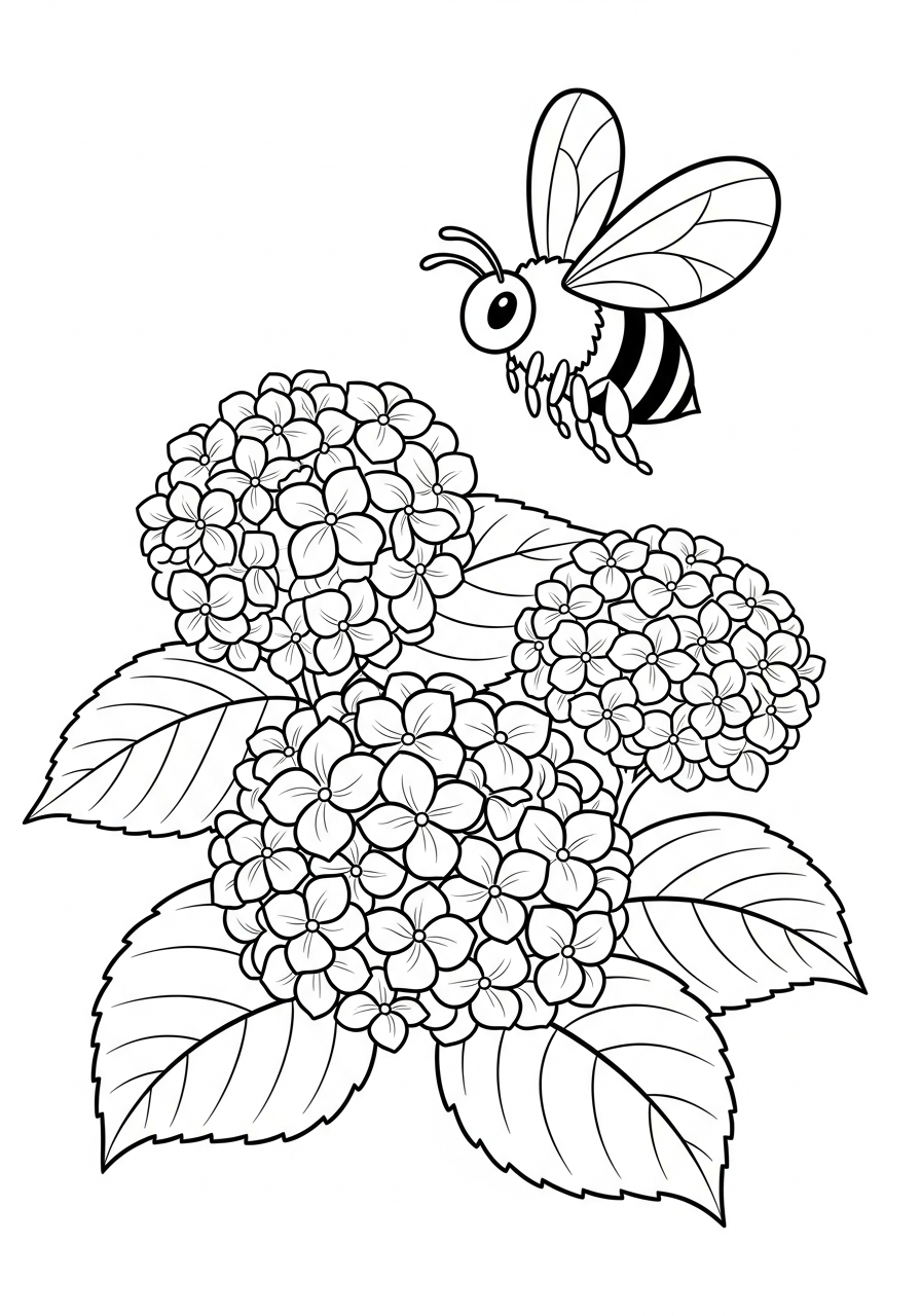 disegno di ortensia da stampare e colorare