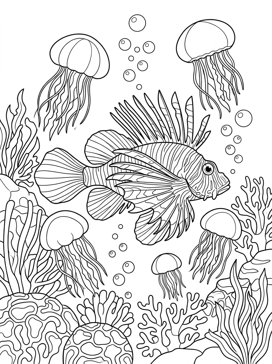 pesce leone da colorare pdf