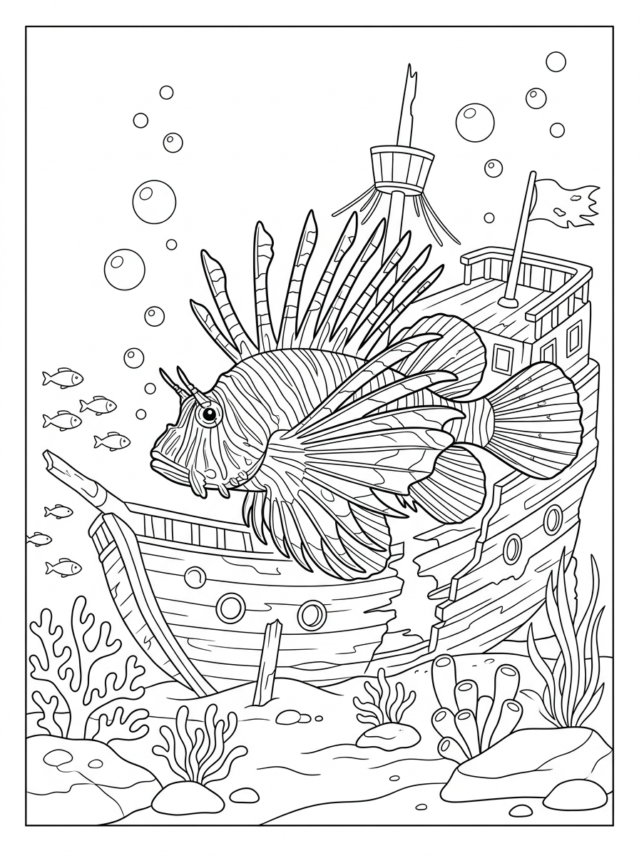 pesce leone da stampare e colorare gratis