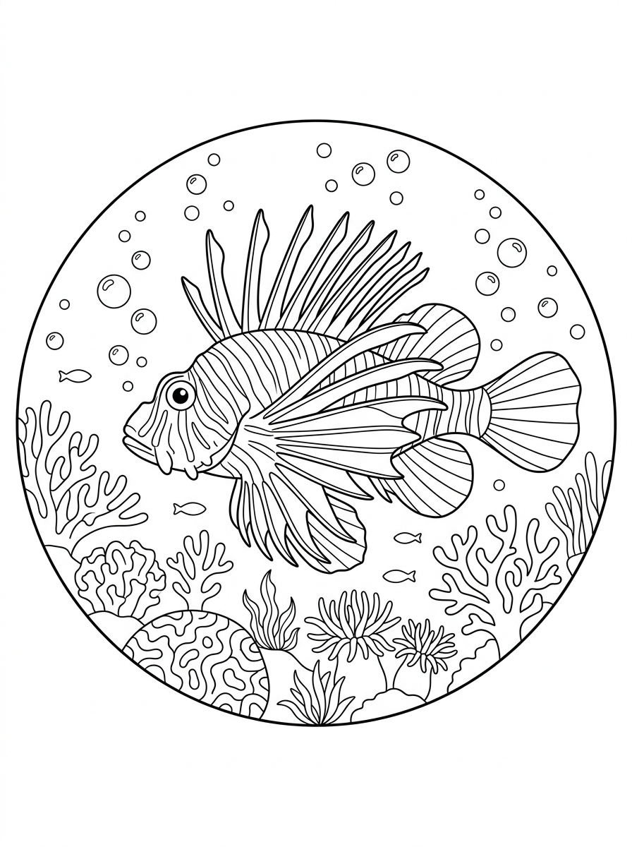 disegno di pesce leone da stampare e colorare