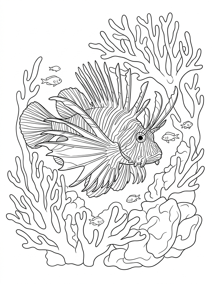 disegni da stampare e colorare pesce leone