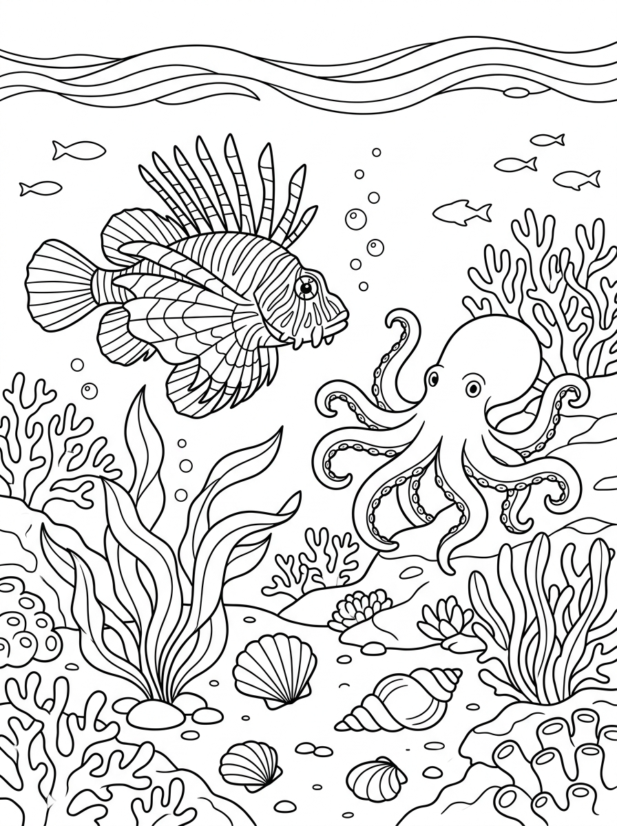 disegni da colorare pesce leone da stampare