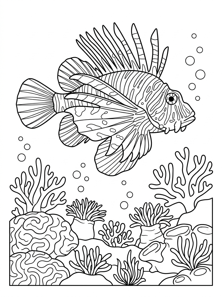 disegni di pesce leone da colorare