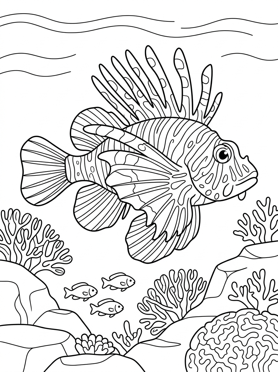 pesce leone da colorare bambini