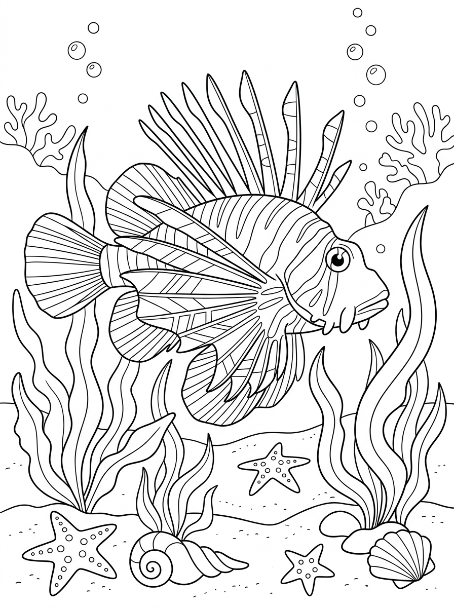 disegni pesce leone da colorare gratis 1