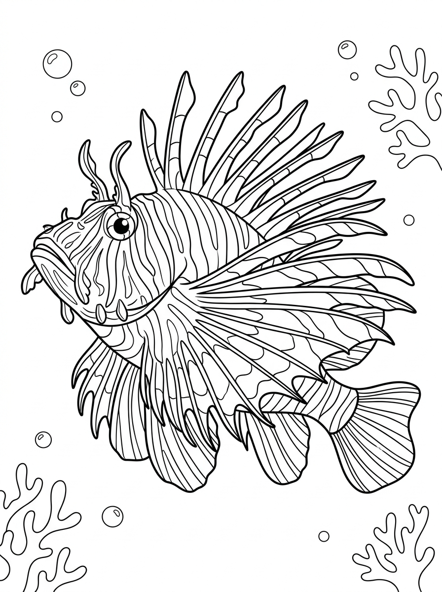 pesce leone da colorare