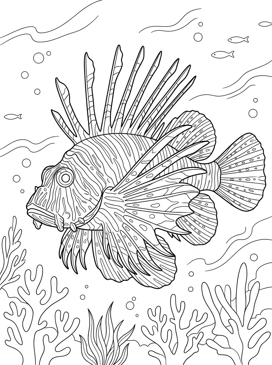 disegni di pesce leone da colorare per bambini 1