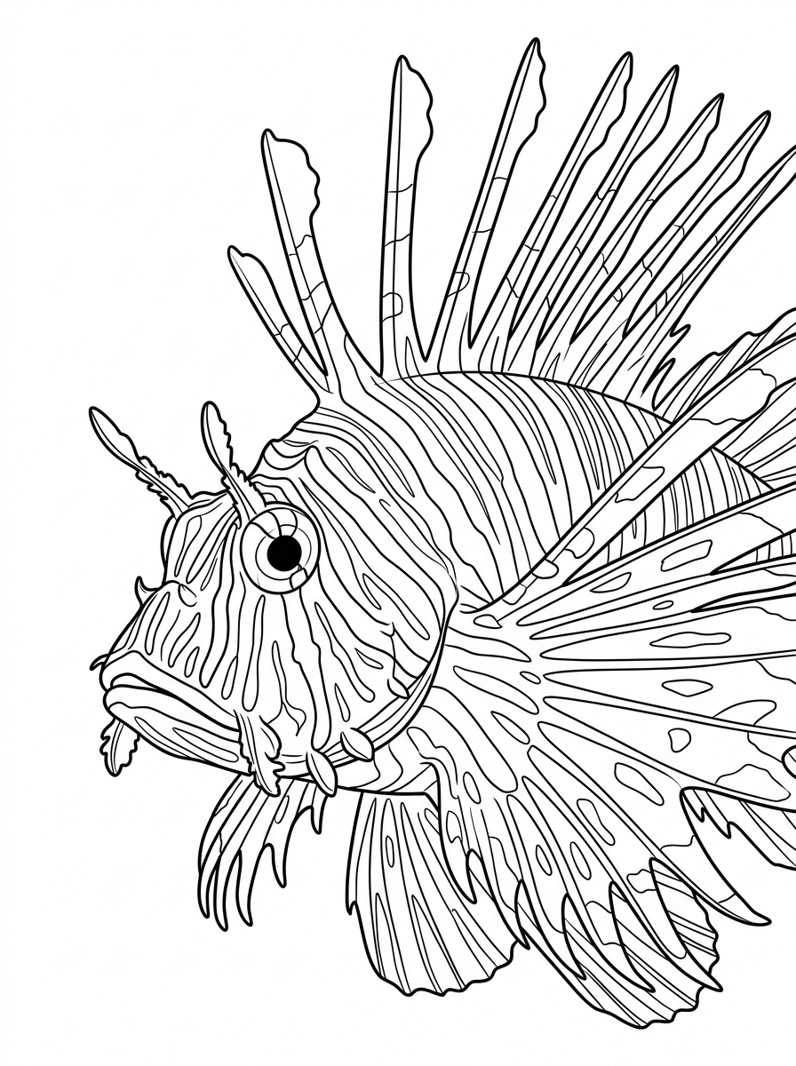 disegni di pesce leone da colorare per bambini