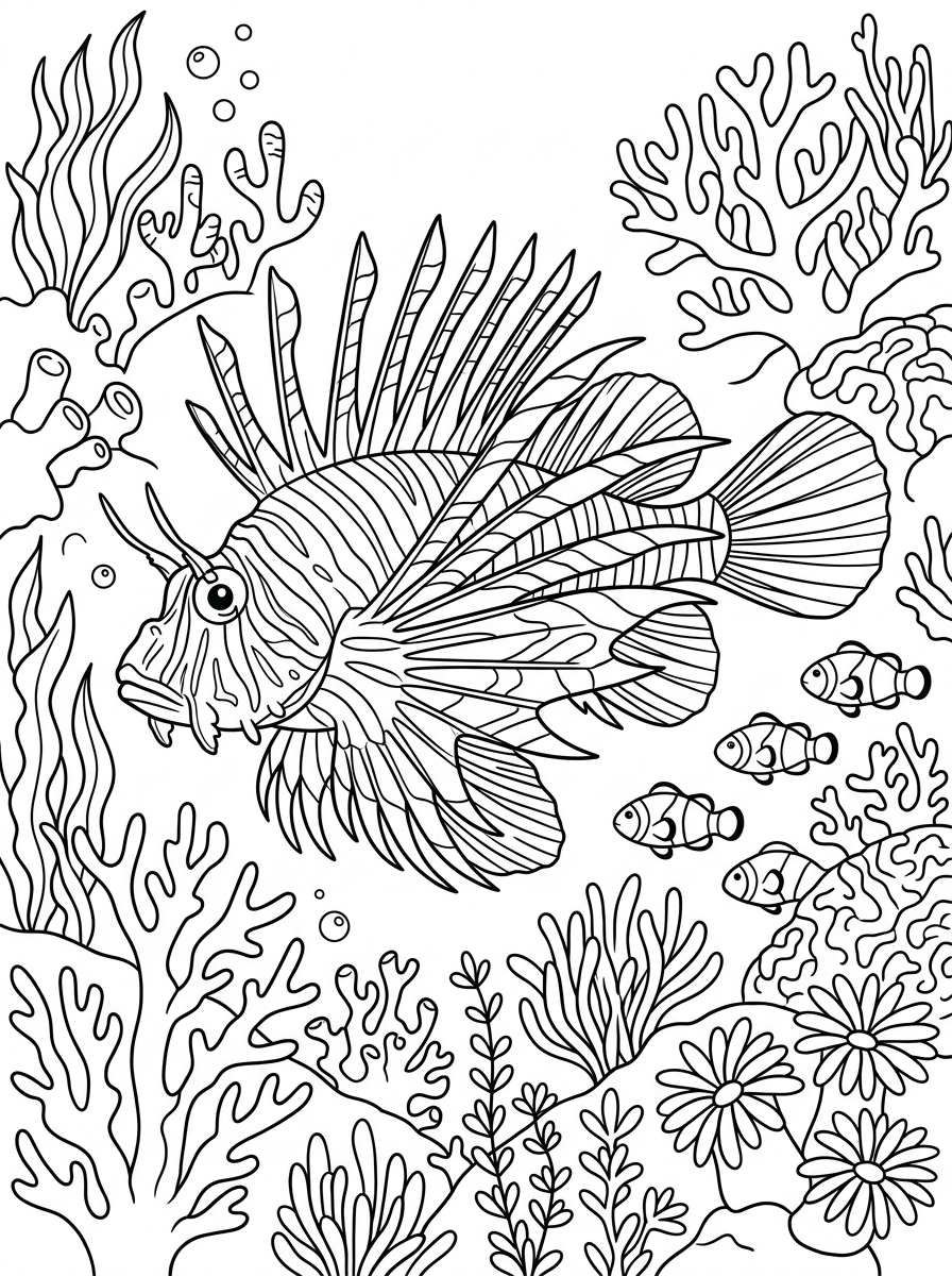 pdf stampare pesce leone da colorare
