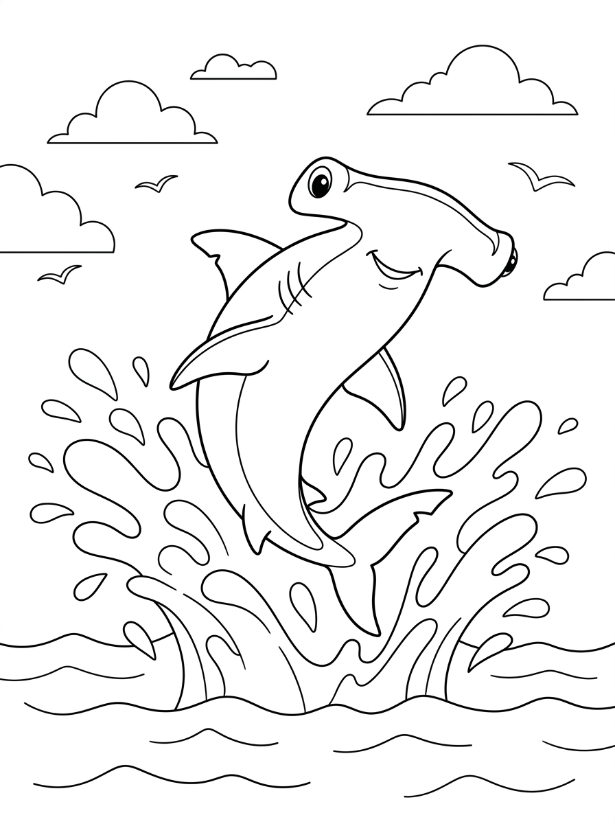 Squalo martello 6 disegni facili di squalo martello da colorare