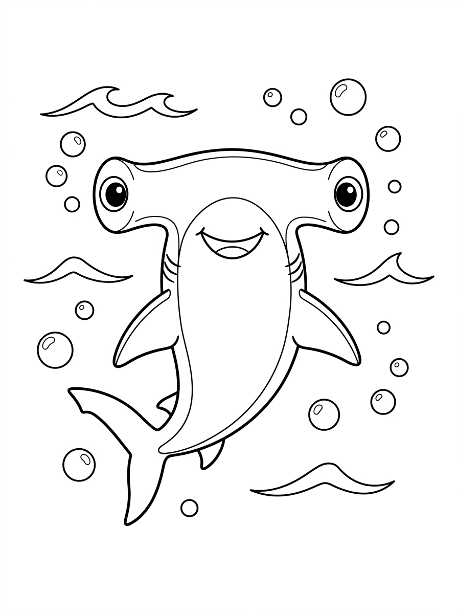 Squalo martello 22 da colorare squalo martello disegno facile bambini 3