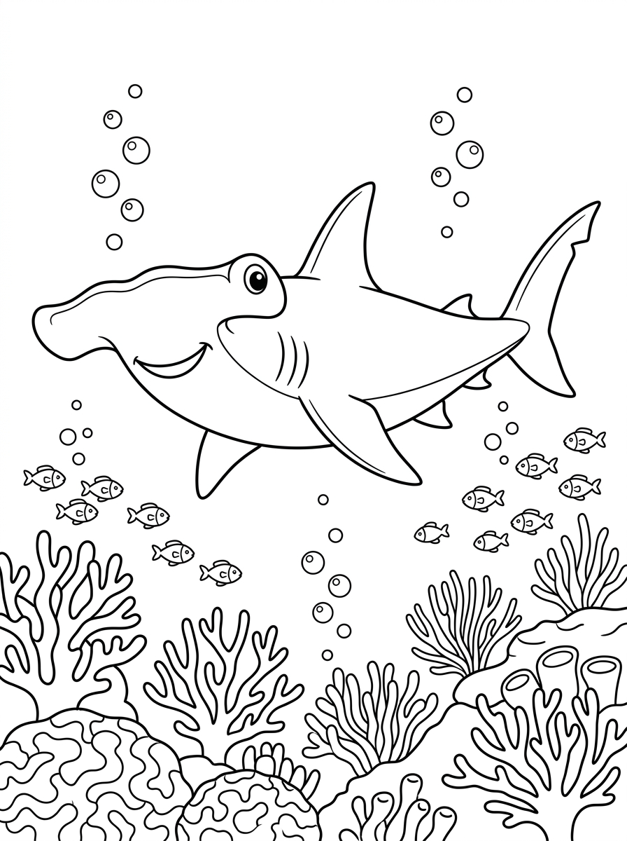 Squalo martello 4 da colorare squalo martello disegno facile bambini 1