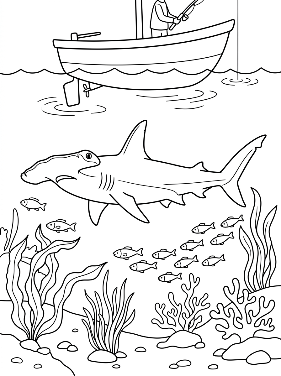 Squalo martello 2 disegni di squalo martello da colorare