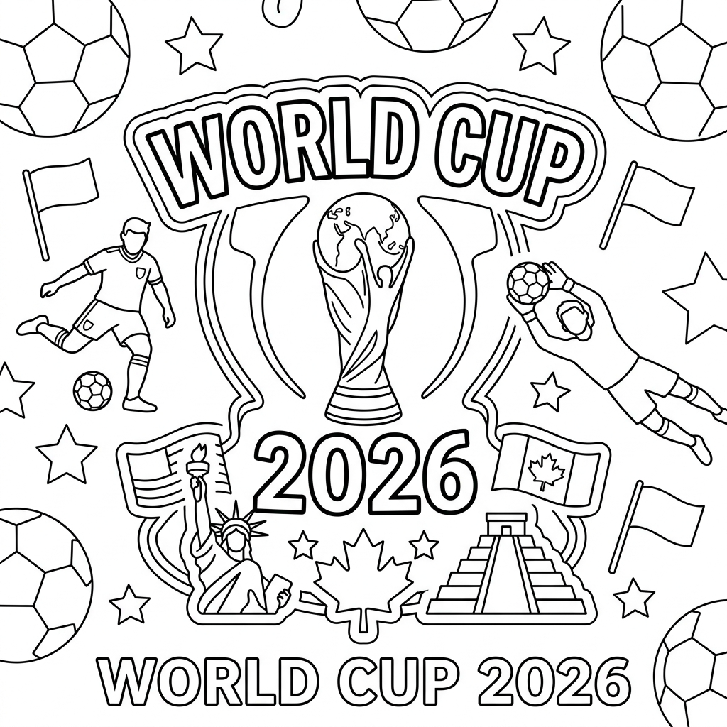 20 FIFA World Cup 2026 Coloring Pages Free PDF