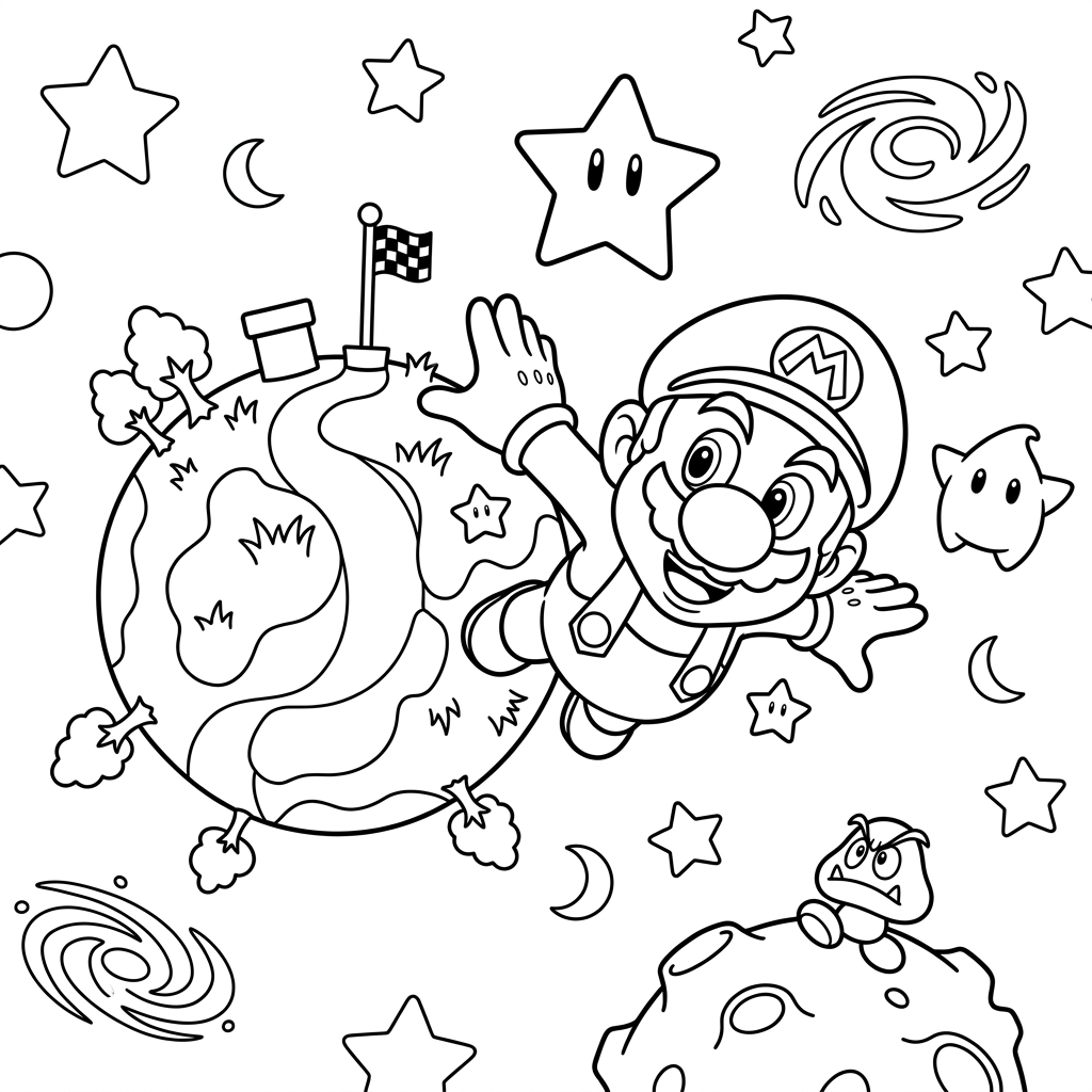 Super Mario Galaxy da colorare thumbnail