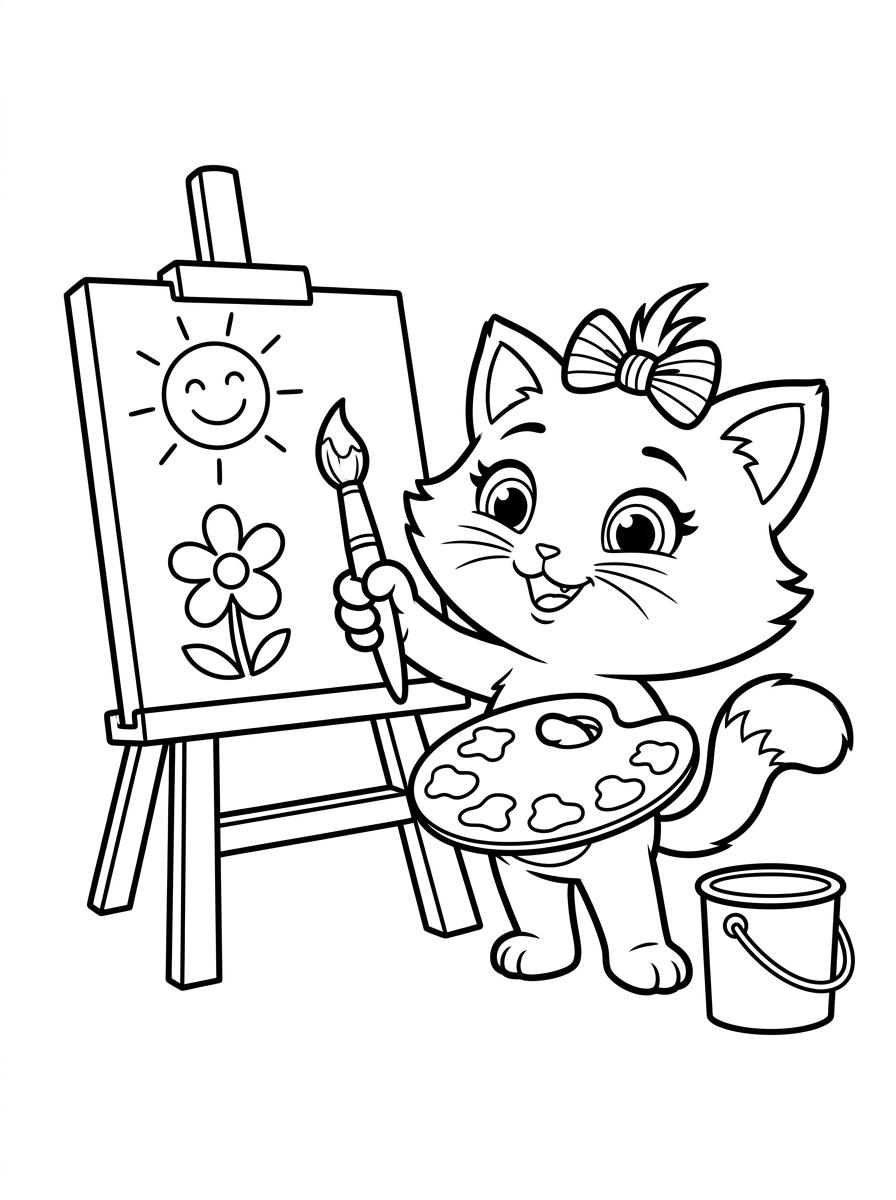 44 Gatti disegno facile da colorare