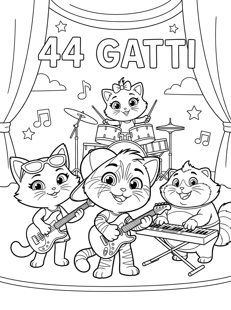 44 Gatti disegno da colorare facile