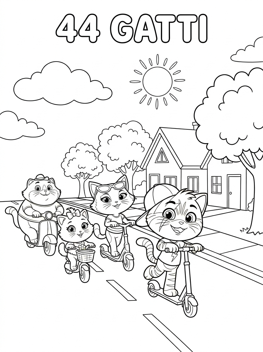 disegno di 44 Gatti da stampare e colorare