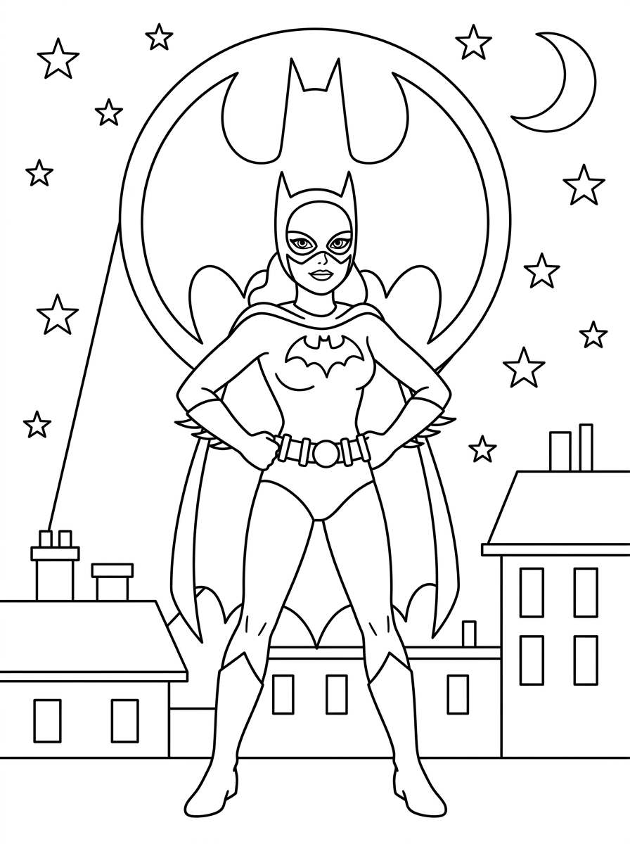 Batgirl disegno da colorare facile 1