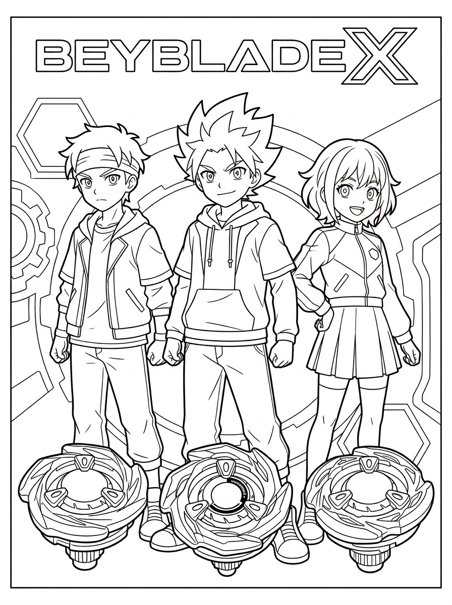 Beyblade X 12 Beyblade X disegni da colorare per bambini maschi