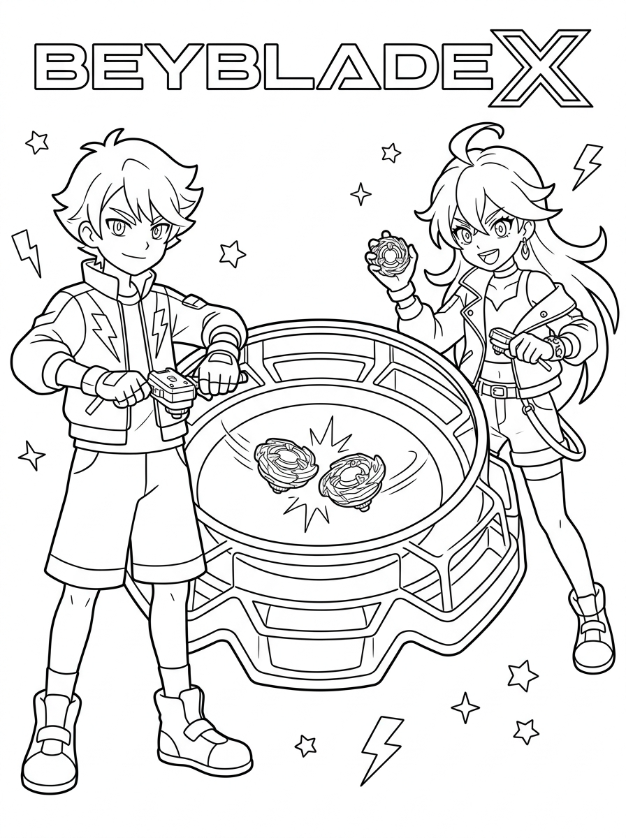 Beyblade X 10 da colorare Beyblade X disegno facile bambini