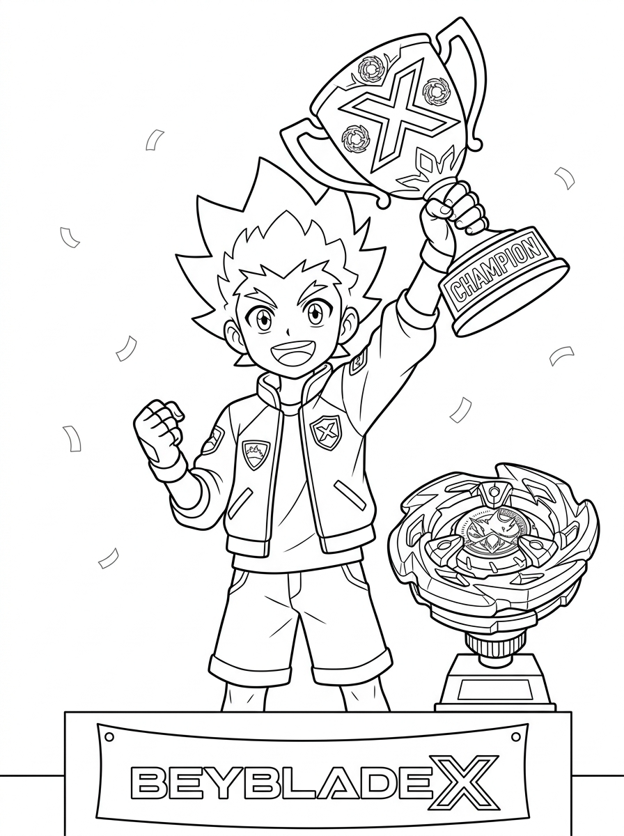 Beyblade X 7 disegni Beyblade X facili da colorare