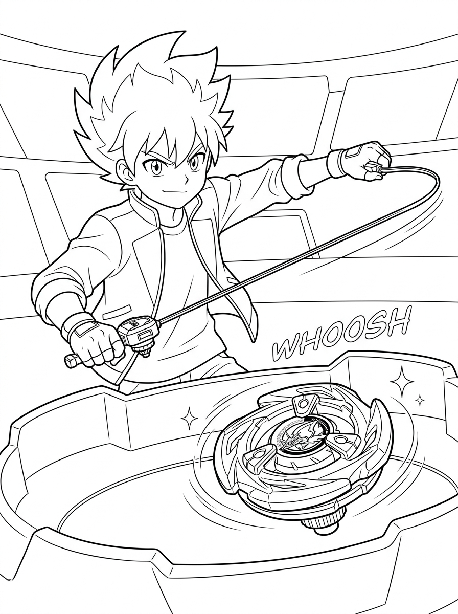 Beyblade X 4 disegni di Beyblade X da colorare per bambini