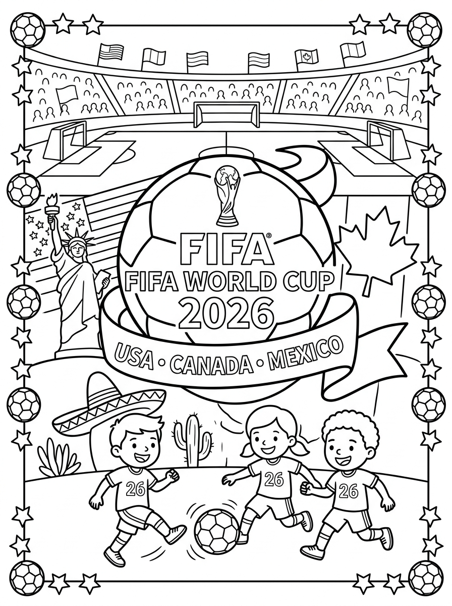Coppa del Mondo FIFA 2026 13 Coppa del Mondo FIFA 2026 disegni da colorare per bambini maschi