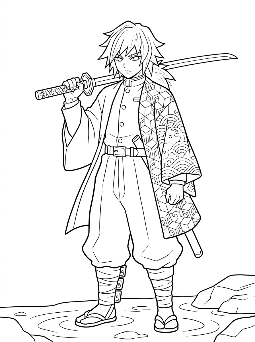 Giyu Tomioka 10 disegni Giyu Tomioka da colorare e stampare
