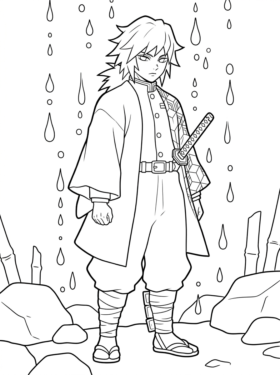 Giyu Tomioka 9 disegni Giyu Tomioka da colorare online