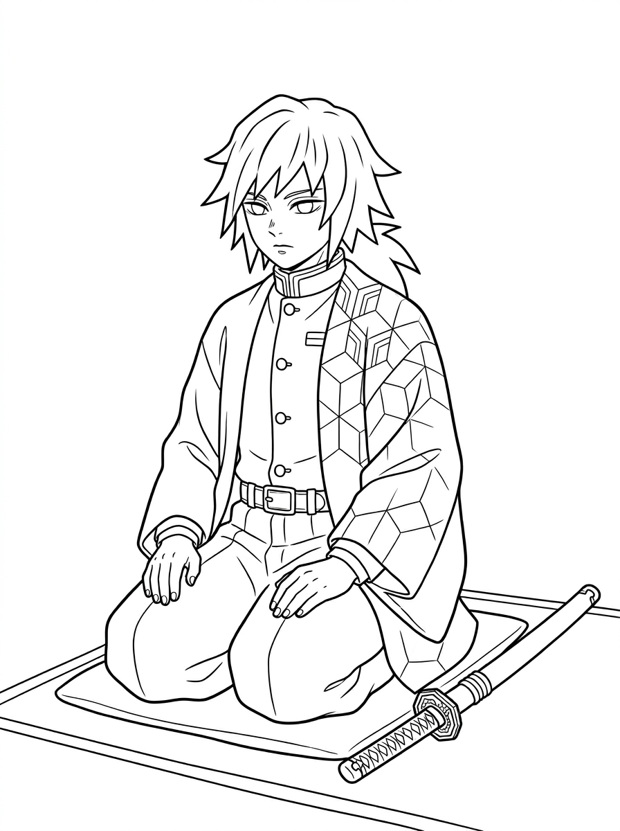 Giyu Tomioka 6 disegni Giyu Tomioka da colorare
