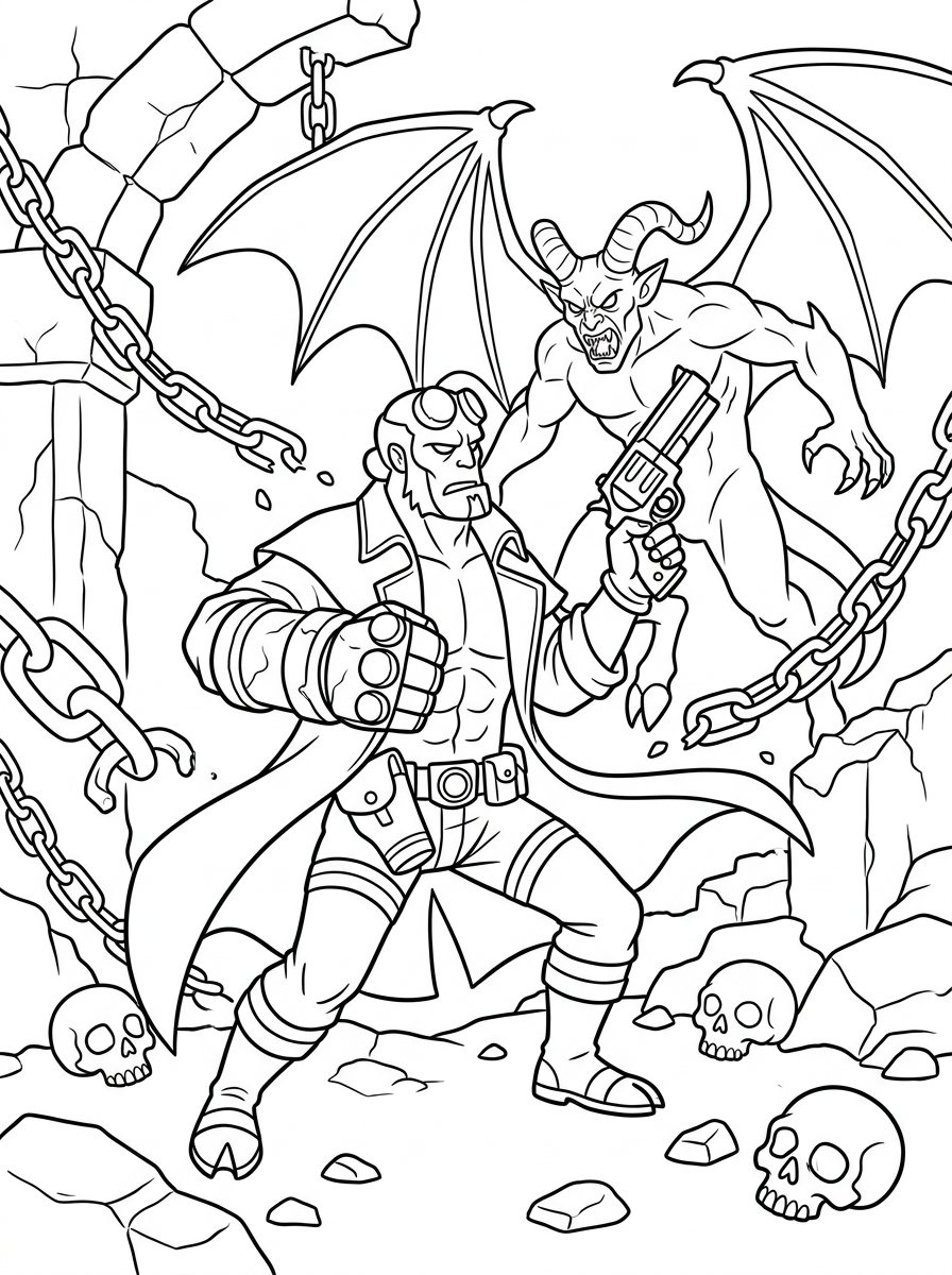 da colorare Hellboy disegno facile bambini 1