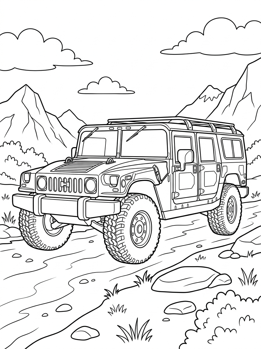 Hummer da stampare e colorare gratis 1