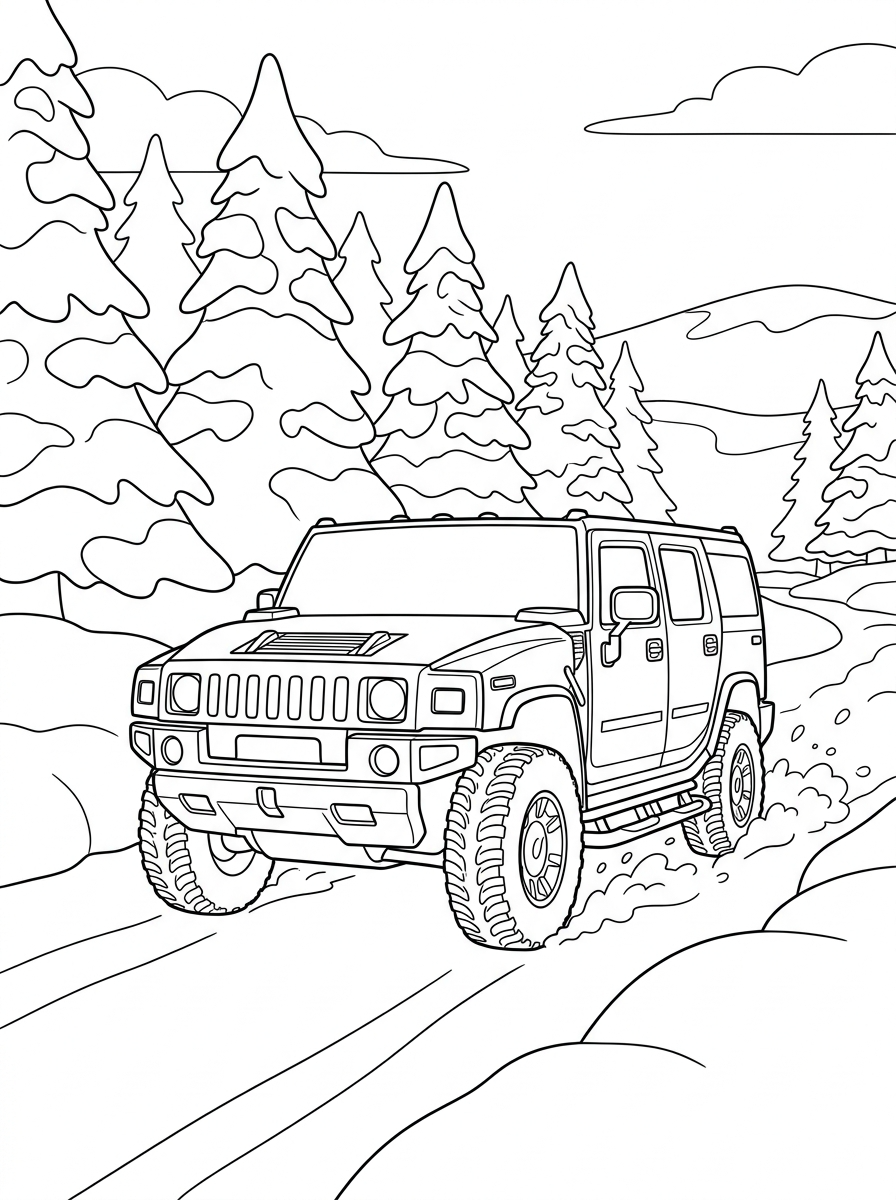 Hummer disegno da colorare facile