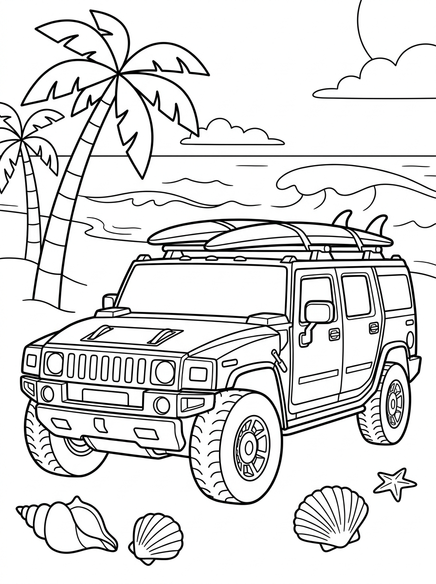 disegni da colorare Hummer per bambini