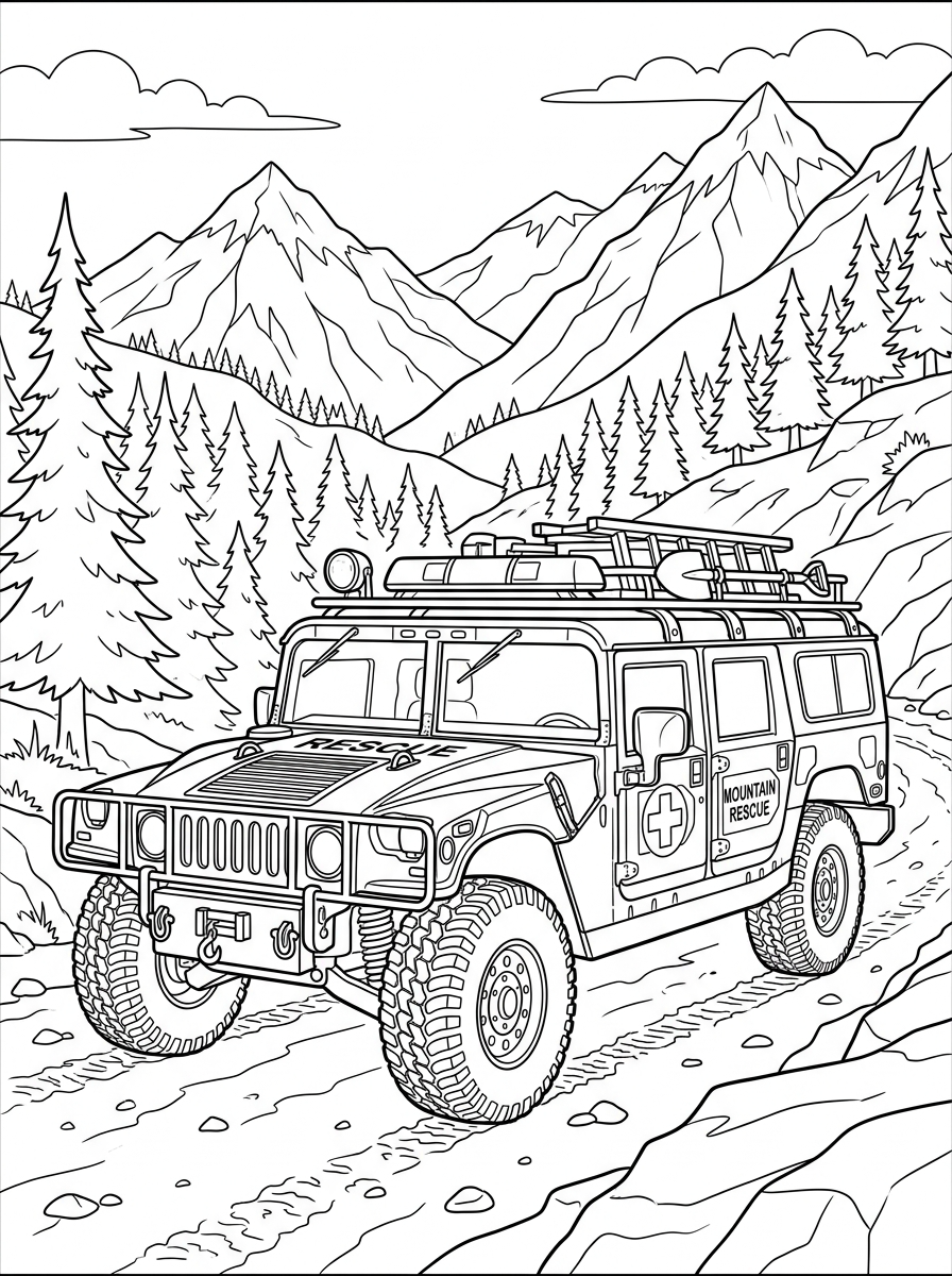 disegni facili di Hummer da colorare