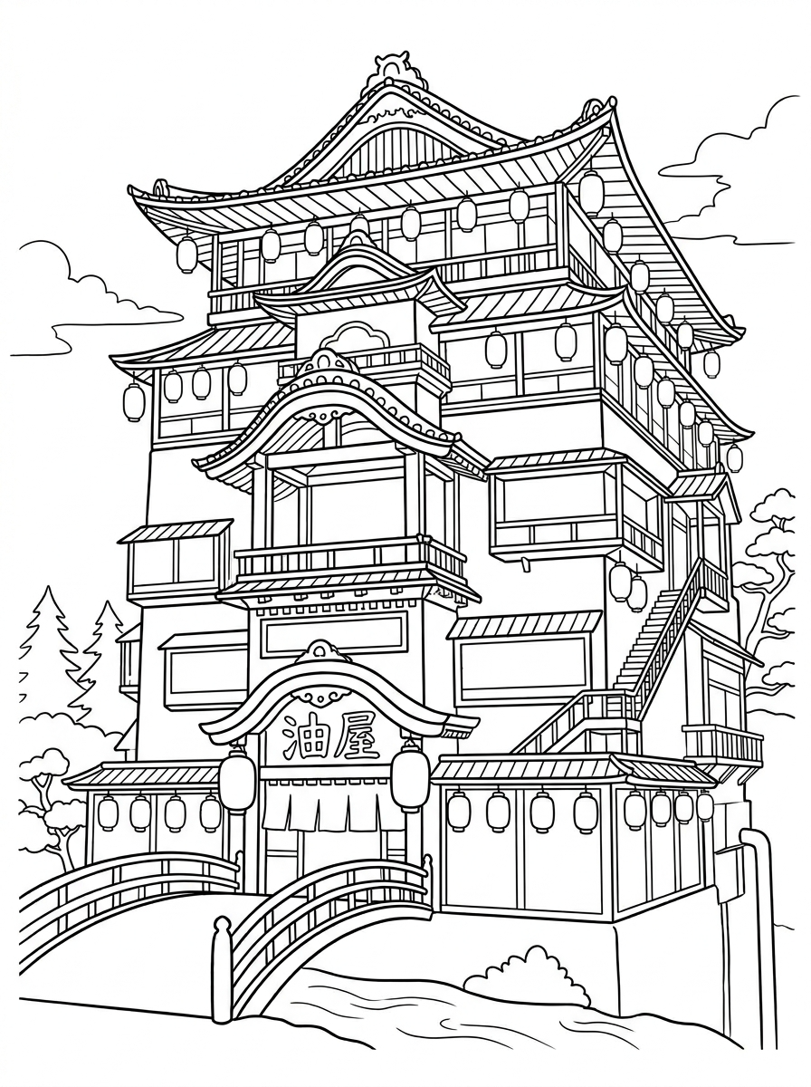 disegni da colorare gratis La città incantata
