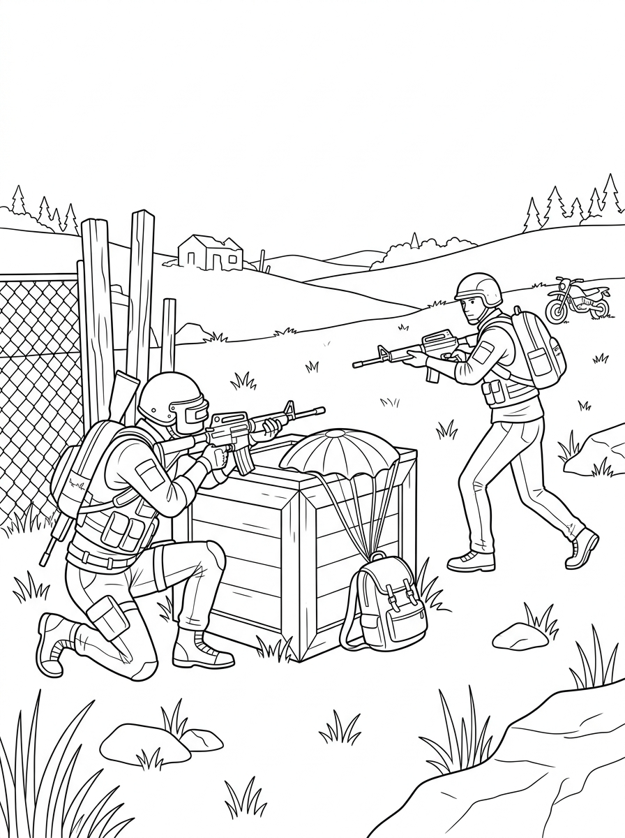 disegni di PUBG da colorare e stampare gratis 1