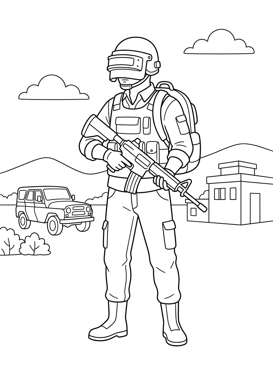 PUBG disegno da colorare facile
