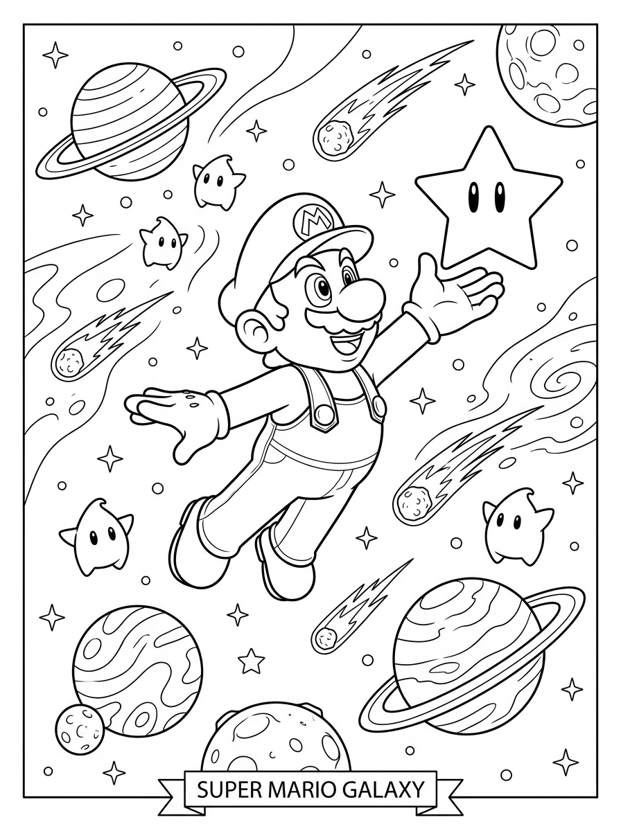 Super Mario Galaxy 13 disegno Super Mario Galaxy da colorare