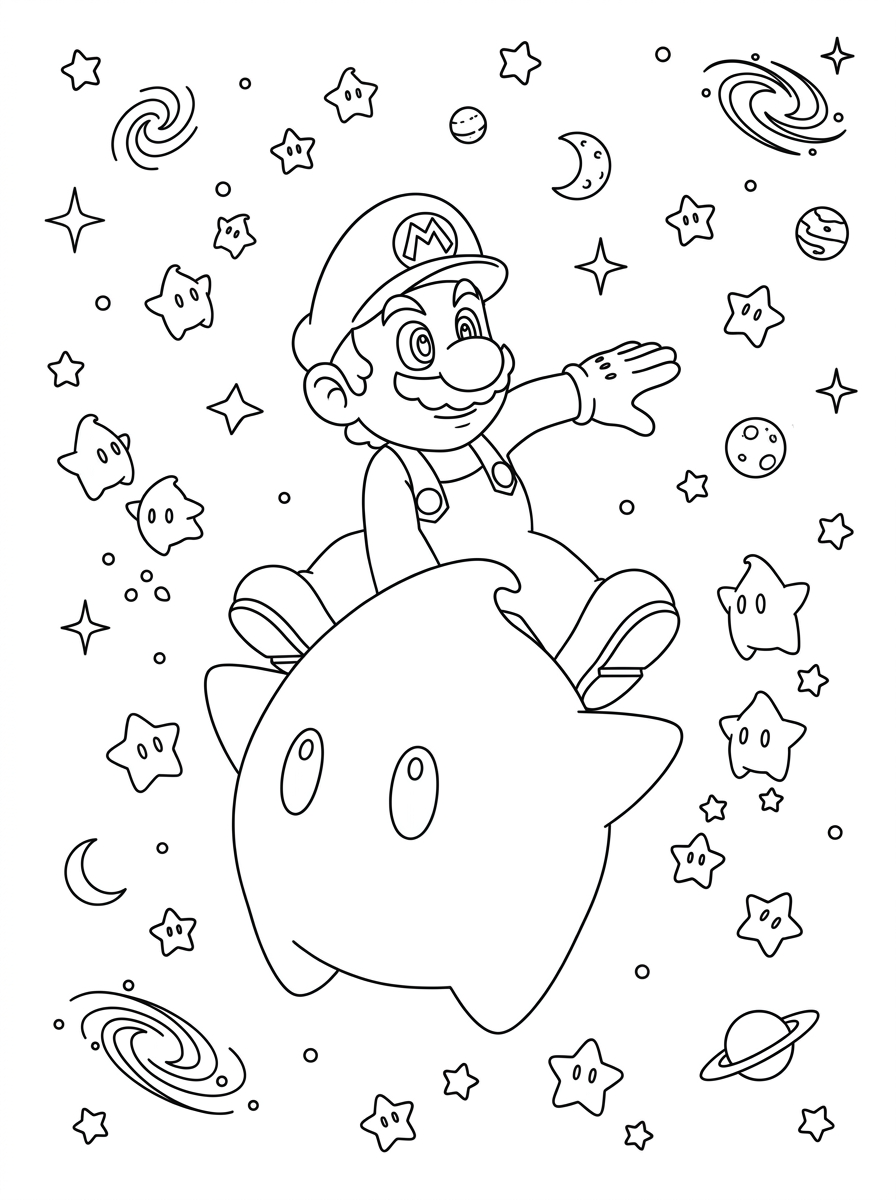 Super Mario Galaxy 12 da colorare Super Mario Galaxy disegno facile bambini