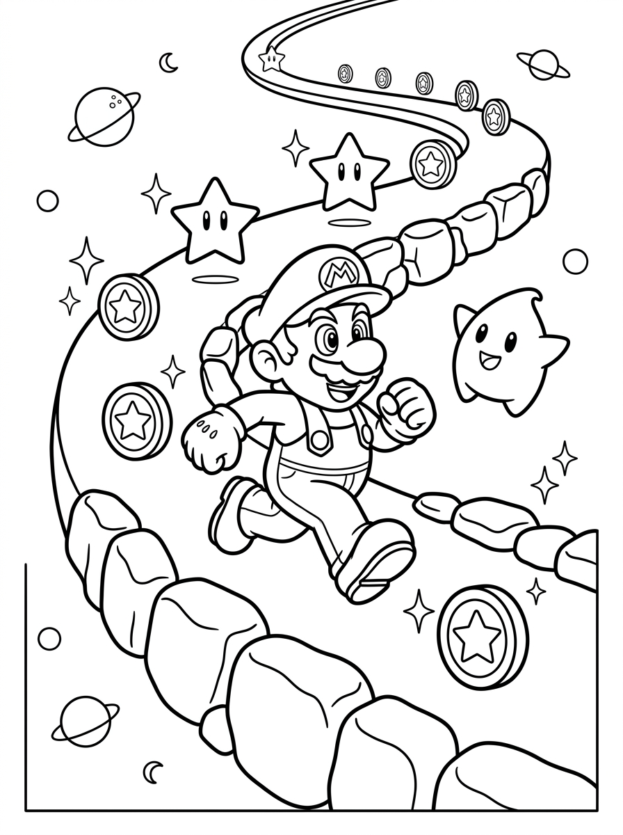 Super Mario Galaxy 10 Super Mario Galaxy immagini da colorare per bambini
