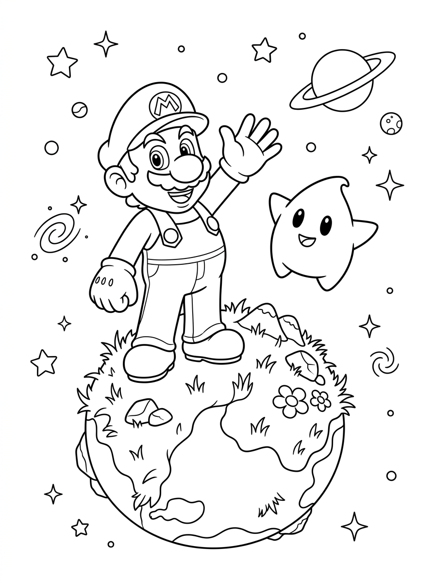 Super Mario Galaxy 8 Super Mario Galaxy da colorare a4