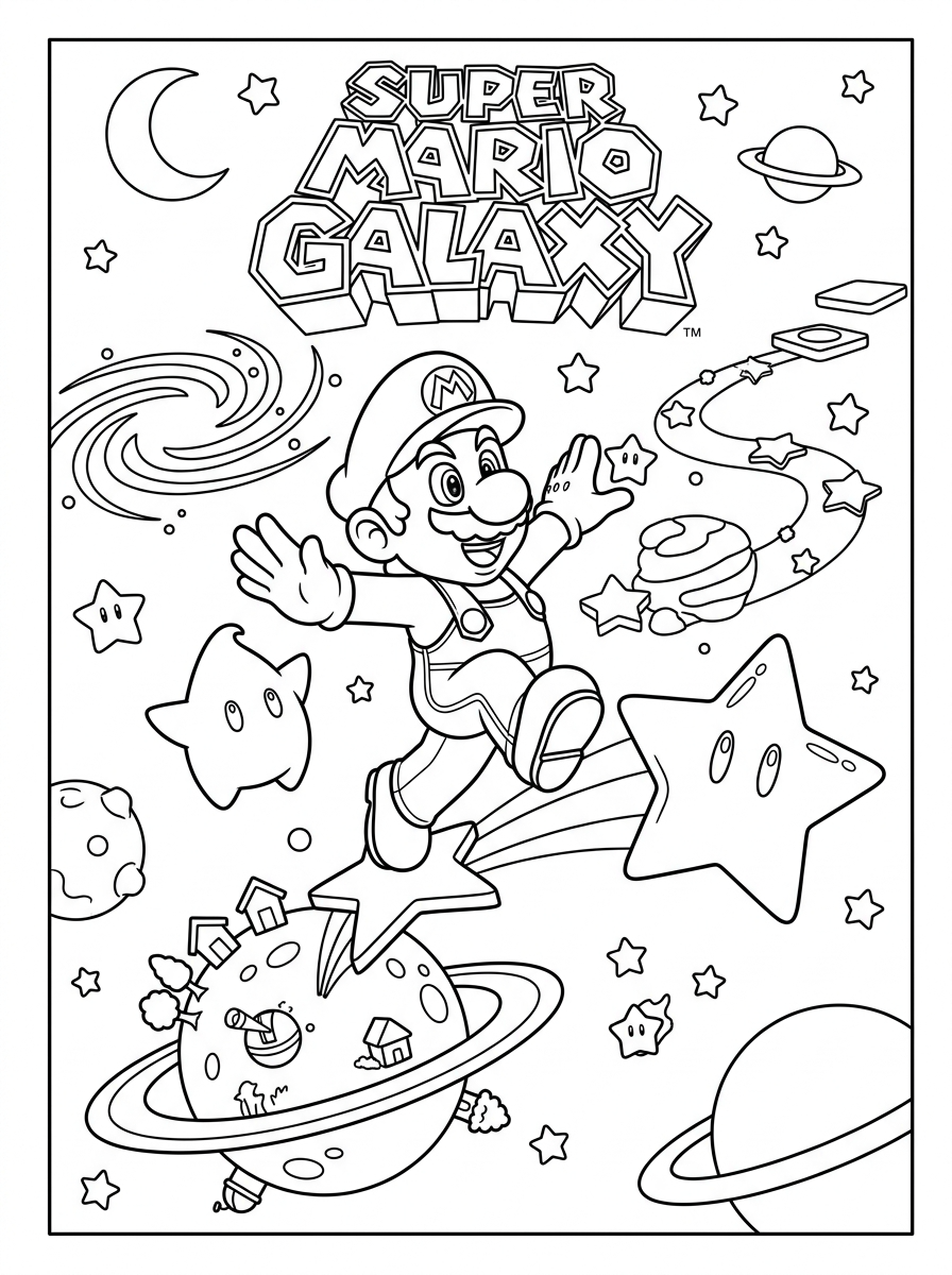 Super Mario Galaxy 2 disegno Super Mario Galaxy da colorare per bambini