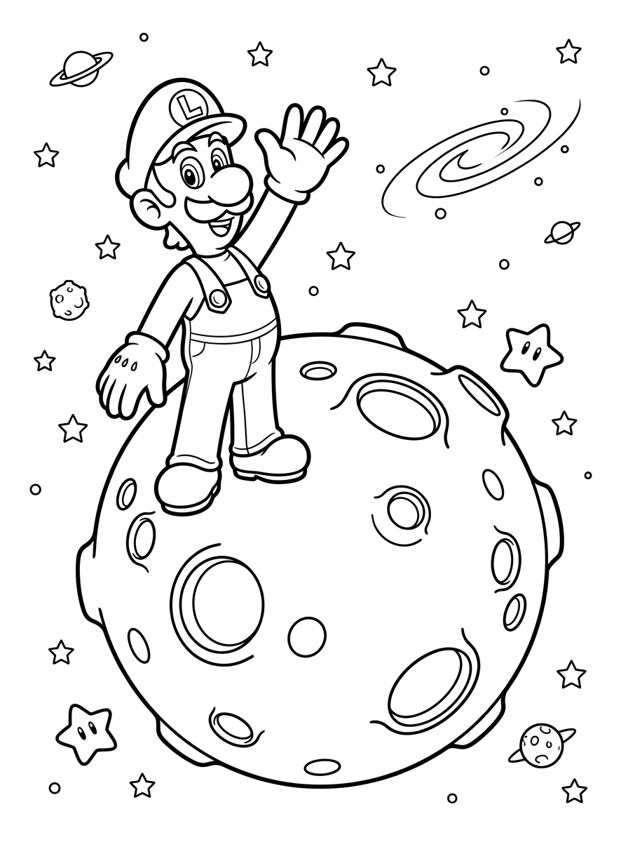 Super Mario Galaxy 20 Super Mario Galaxy disegno da colorare facile 1